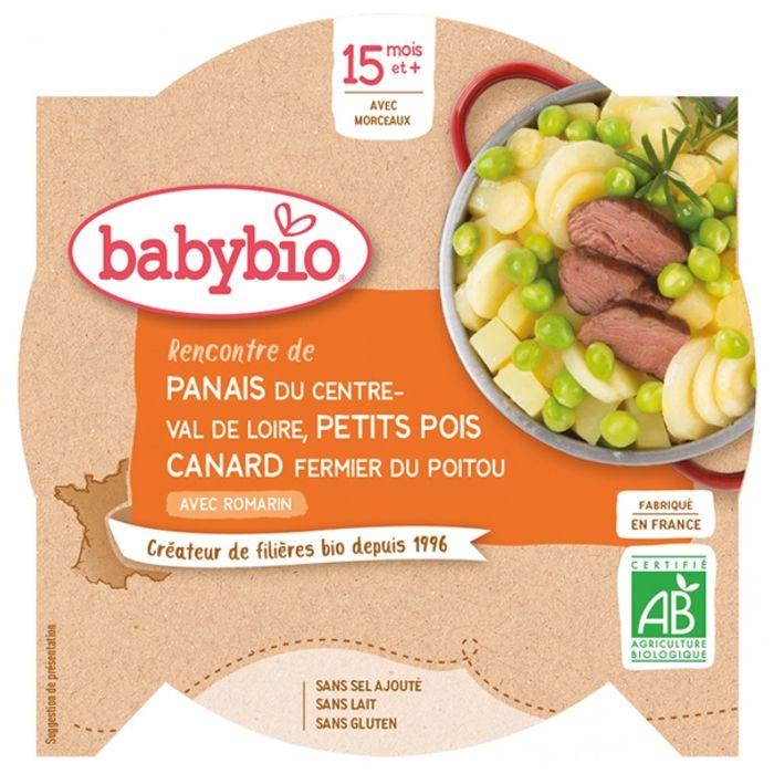 Assiette Panais Petits Pois Canard - Babybio - Bio - 260g - Dès 15 Mois