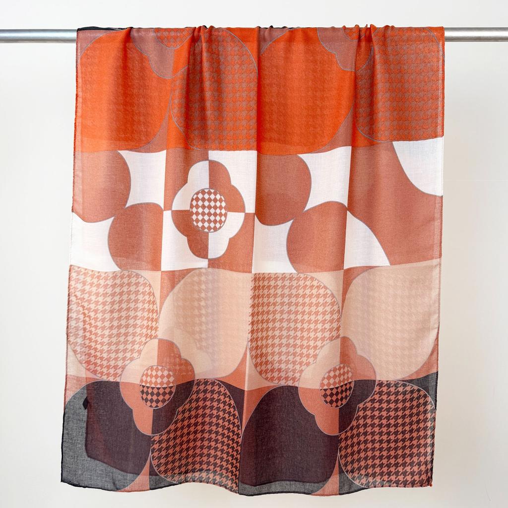 Women's Trendy Fashion Premium Temperament Shawl High Value Design Geometric Printed Silk Scarf