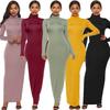 Long Sleeve Stretch Polyester Elegant Bodycon Dress For Office Women
