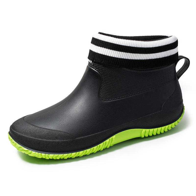 Damen wasserdichte rutschfeste gefütterte niedrig geschnittene Regenstiefel im koreanischen Stil - Modische warme Outdoor-Bekleidung