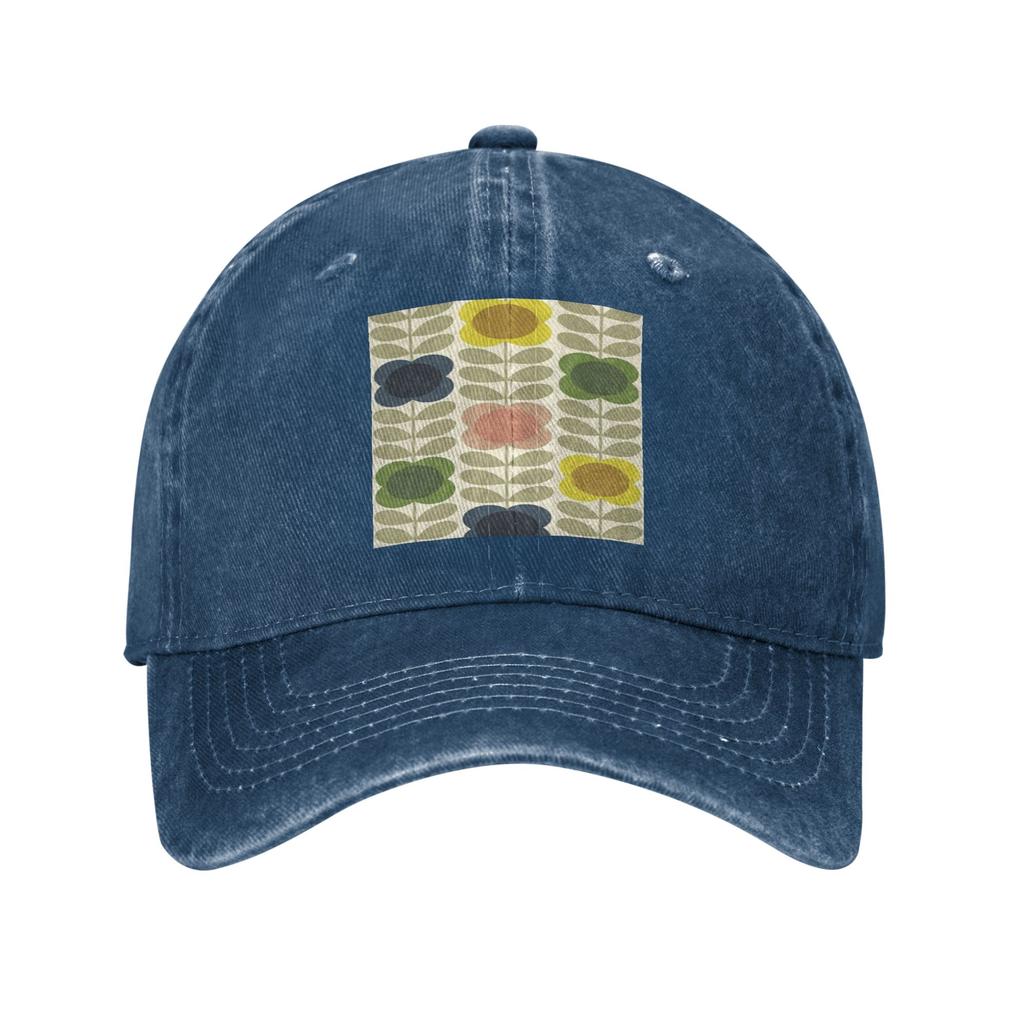 orla kiely, multi stem flowers, colorful flowers Washed Denim Cap Baseball Caps Adjustable Hat Summer Unisex Baseball Hats