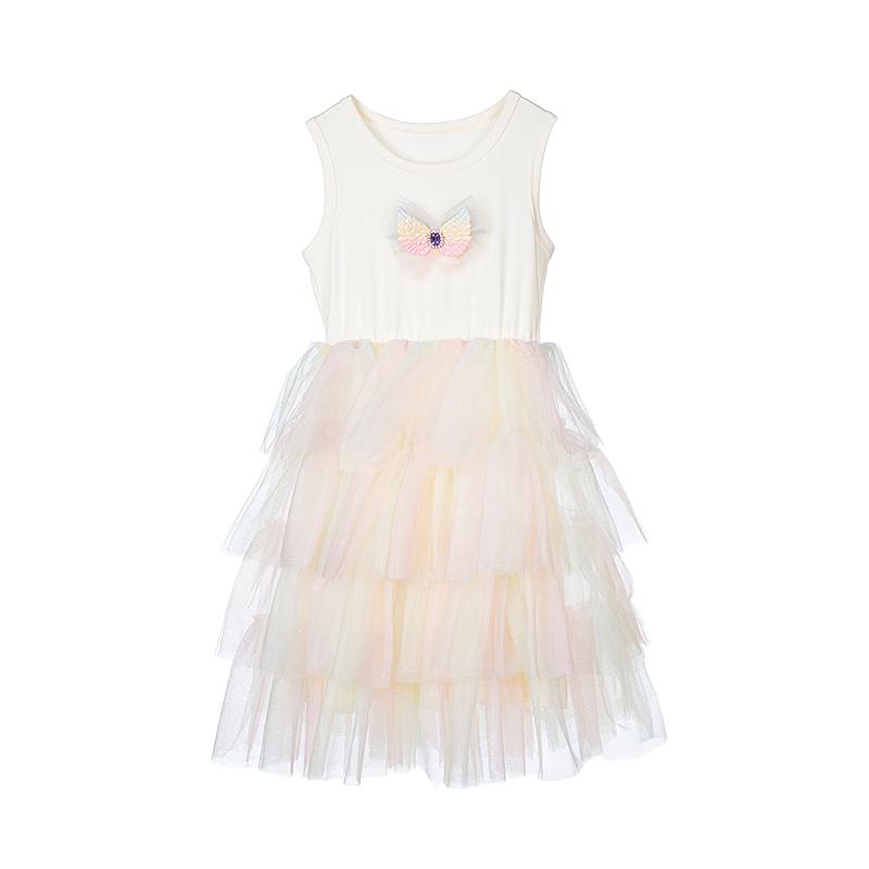 Girl s Summer Sleeveless Mesh Princess Cake Dress 160