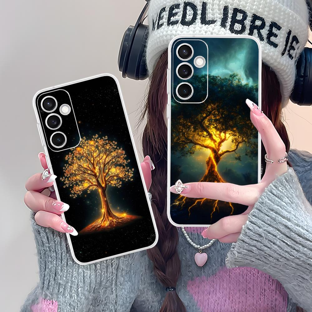 World Life Tree Mobile Phone Case for Samsung Galaxy S25 S24 S23 S22 S21Plus FE Ultra Clear Colorful Cover Smartphone Cover