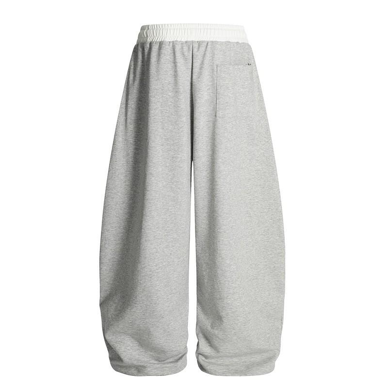 Mens Streetwear Loose Fit Sweatpants With Embroidered Heart Detail High Waist Wide Leg