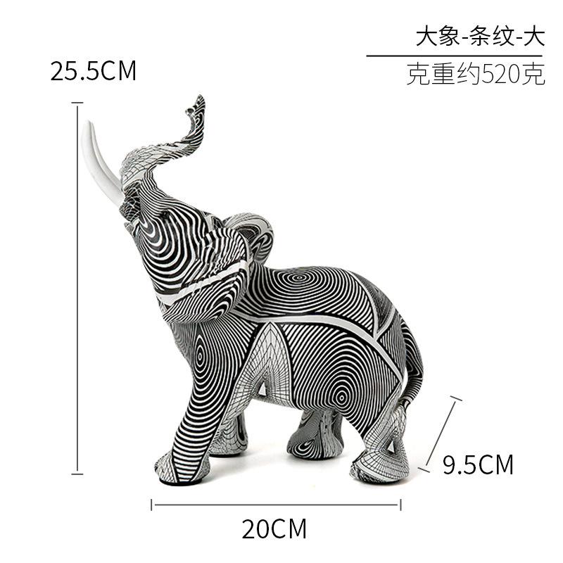 Kreative bemalte Elefantenskulpturen, nordische Dekoration für Zuhause und Wohnzimmer, Tierstatue aus Kunstharz, Raumdekoration, Figuren für die Inneneinrichtung