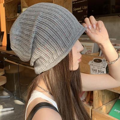 Loose Stack Hat Women's Thin Warm Solid Color Elastic Knitted Wool Hat Wholesale Autumn Commuter Hat Adult