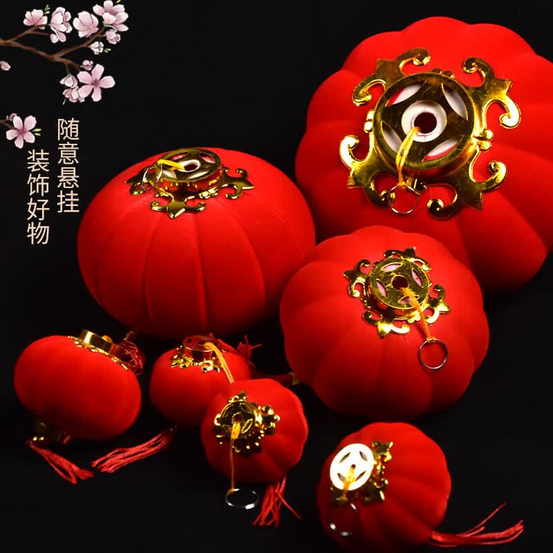 Flocking New Year Mini Lantern Decoration (4-Pack)