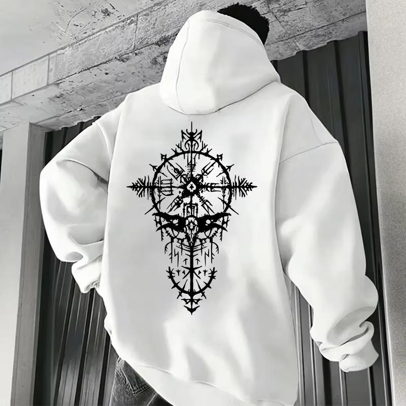 Viking Graphic Printed  Hoodie Promo Men's Autumn and Winter Casual Fashion Long-sleeved Sweatshirt Daily Street Clothing