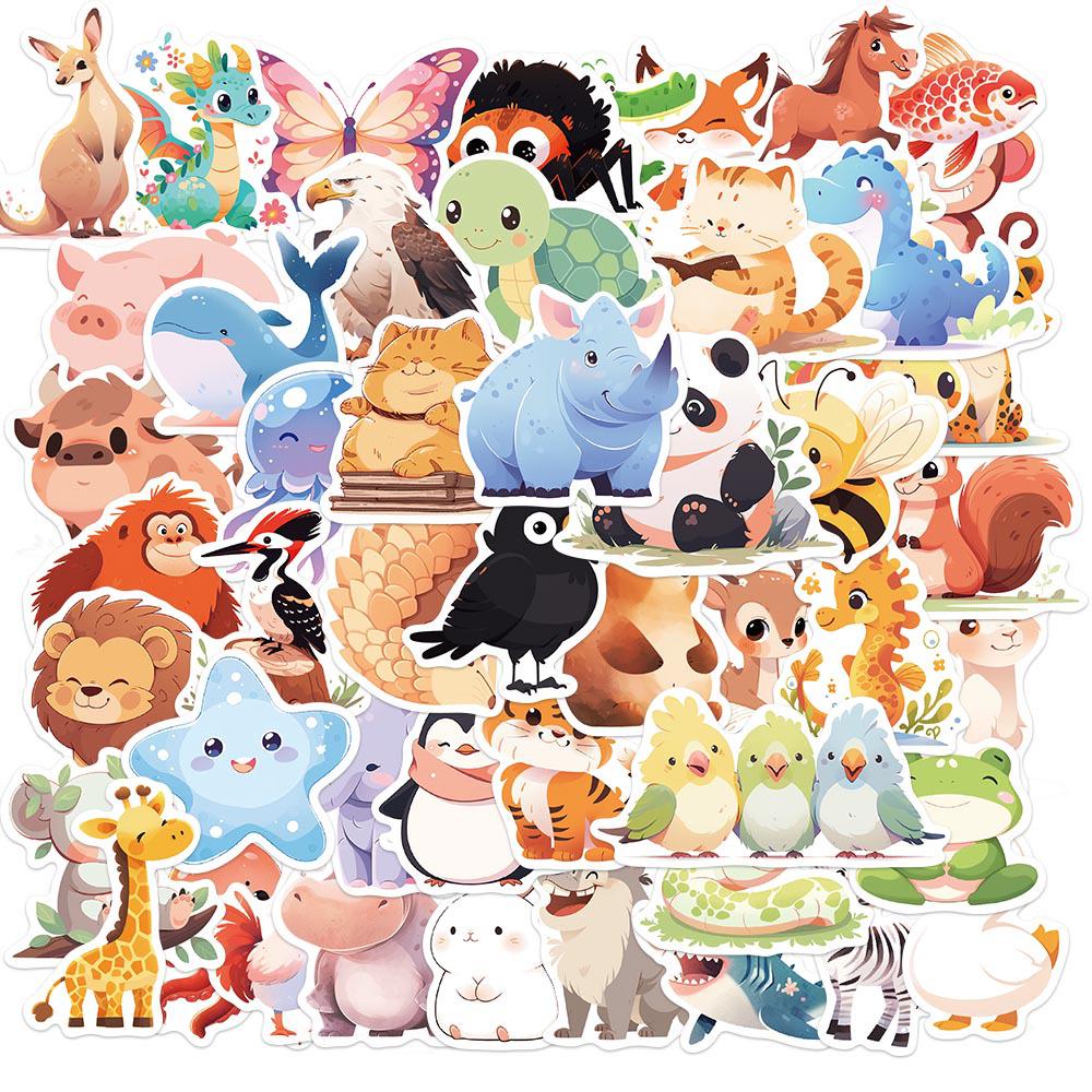 Sada samolepek divoké zvěře: Los, Alpaka, Panda & Lev