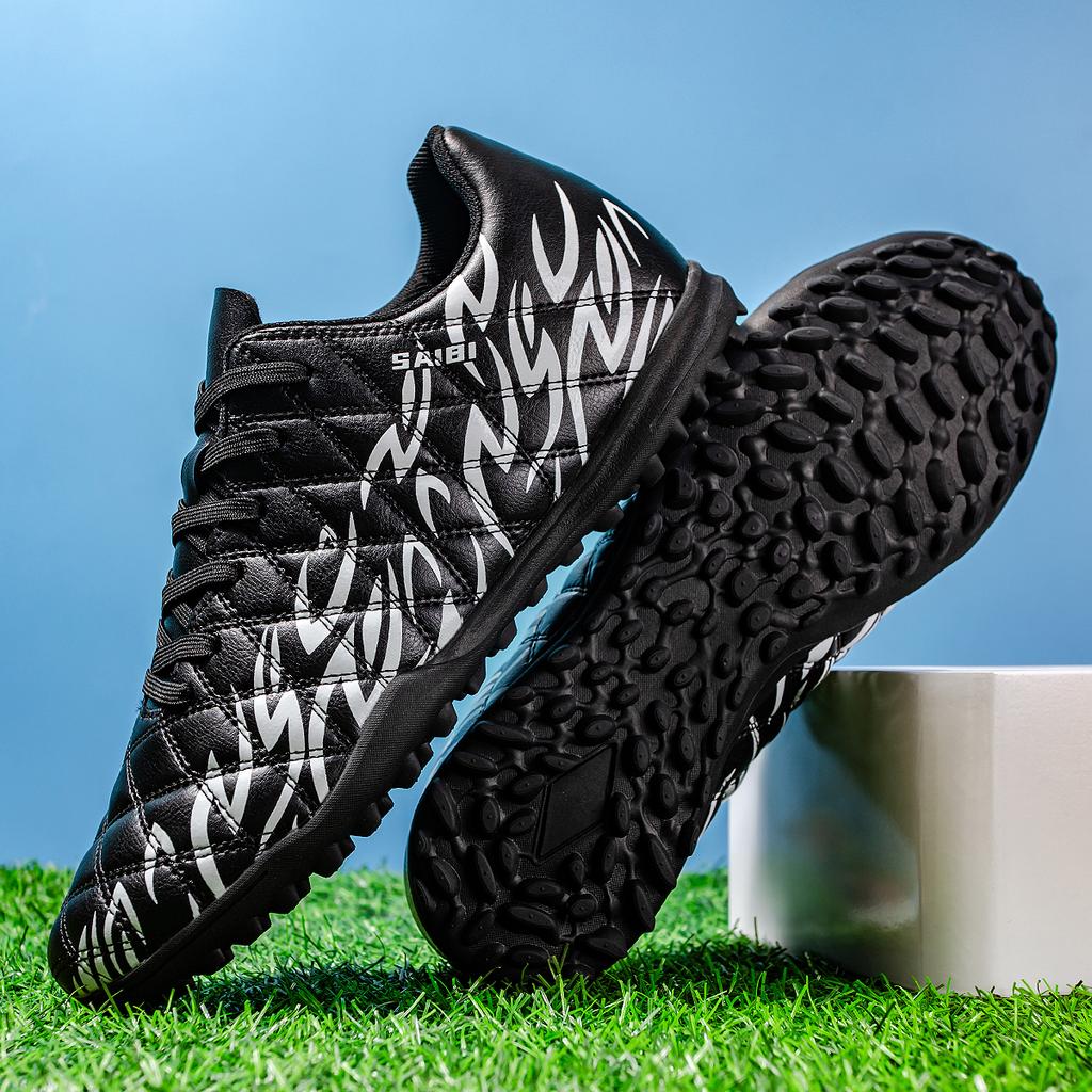 TF Soccer Shoes Unisex Youth Adult PU Upper Rubber Outsole Wear-resistant Non-slip Training Boots