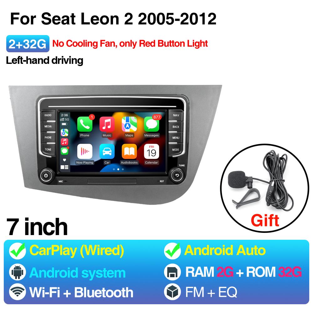 

Android 13 LHD Car Radio для Seat Leon 2 MK2 2005 - 2012 Мультимедийный проигрыватель Стерео Беспроводной Carplay GPS RDS 4G Головное устройство 2 din