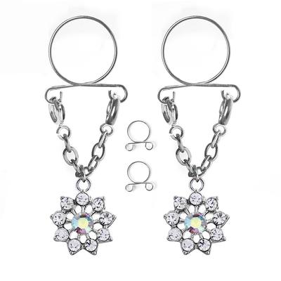 Einstellbarer, nicht durchbohrter Clip auf Körperpiercing-Schmuck, exquisiter Anhänger, Nippelring(AB)