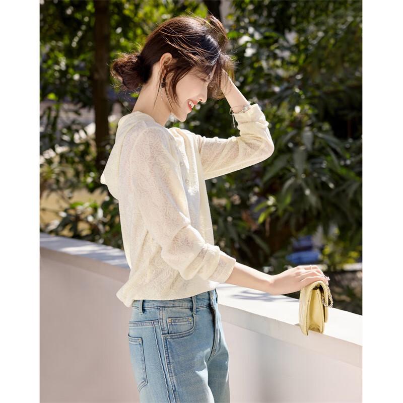 Women s Rose Jacquard Loose Fit Hooded Top L