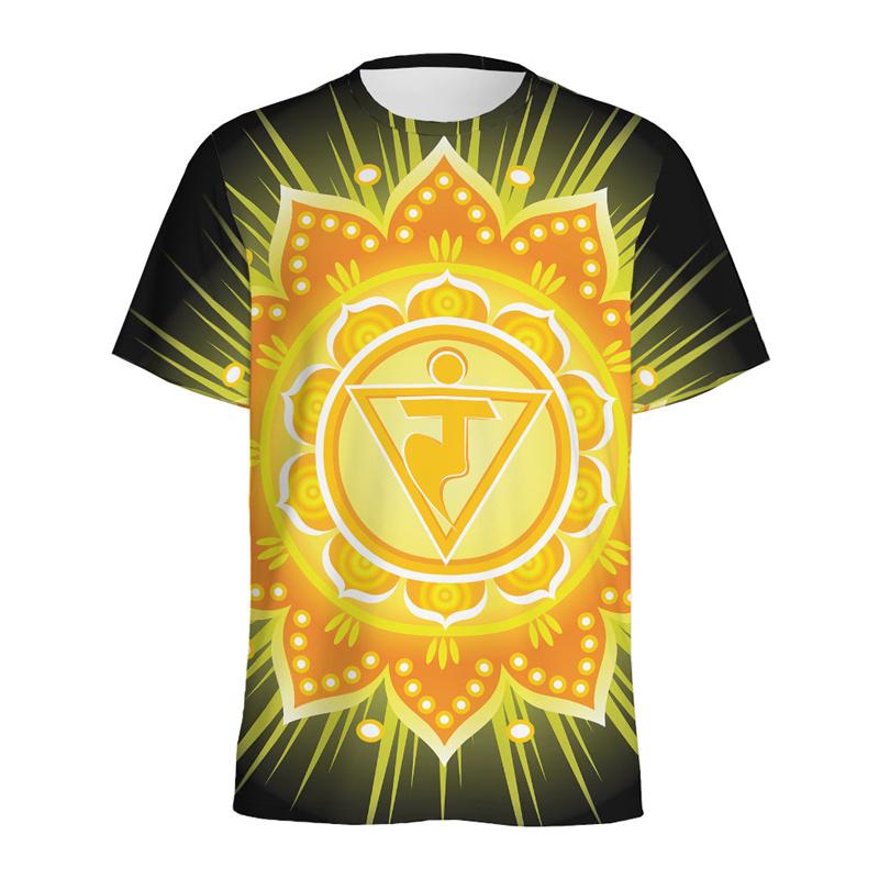 Spiritual Pattern 3D Printed T-shirt For Men Ethnic Floral T Shirt Women Round Neck Short Sleeve Summer Street Tees