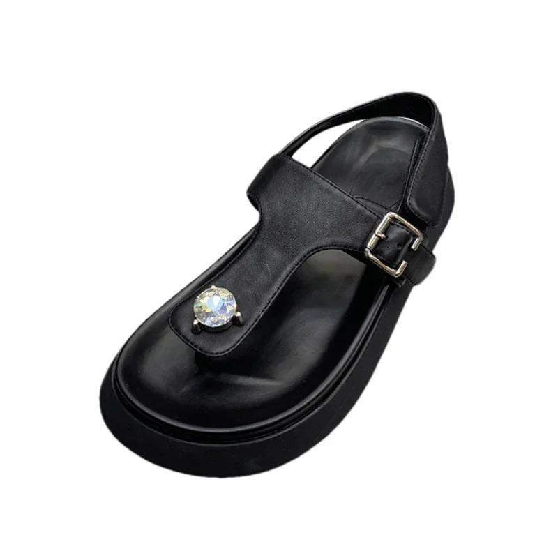 Fashion Flats Platform Women's Sandals Crystal Clip Toe Sport Shoes Woman Summer 2025 Walking Slippers Casual Cozy Slides Femme Zapatos