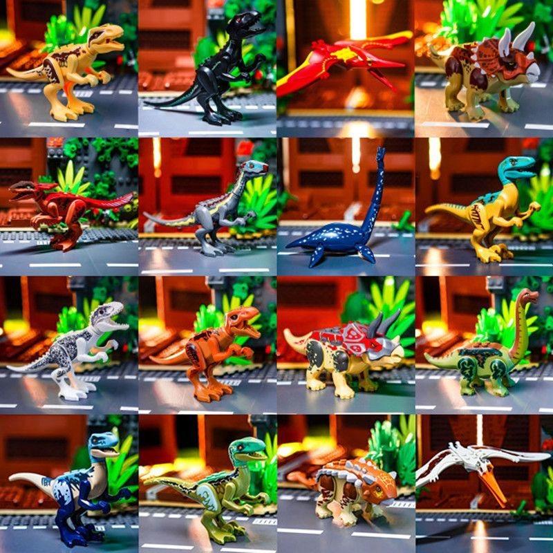 Cool Jurassic Dinosaurs World Velociraptor Triceratops Indominus T-Rex Modell Montera Byggklossar Leksaker För Barn Pojke Gåva