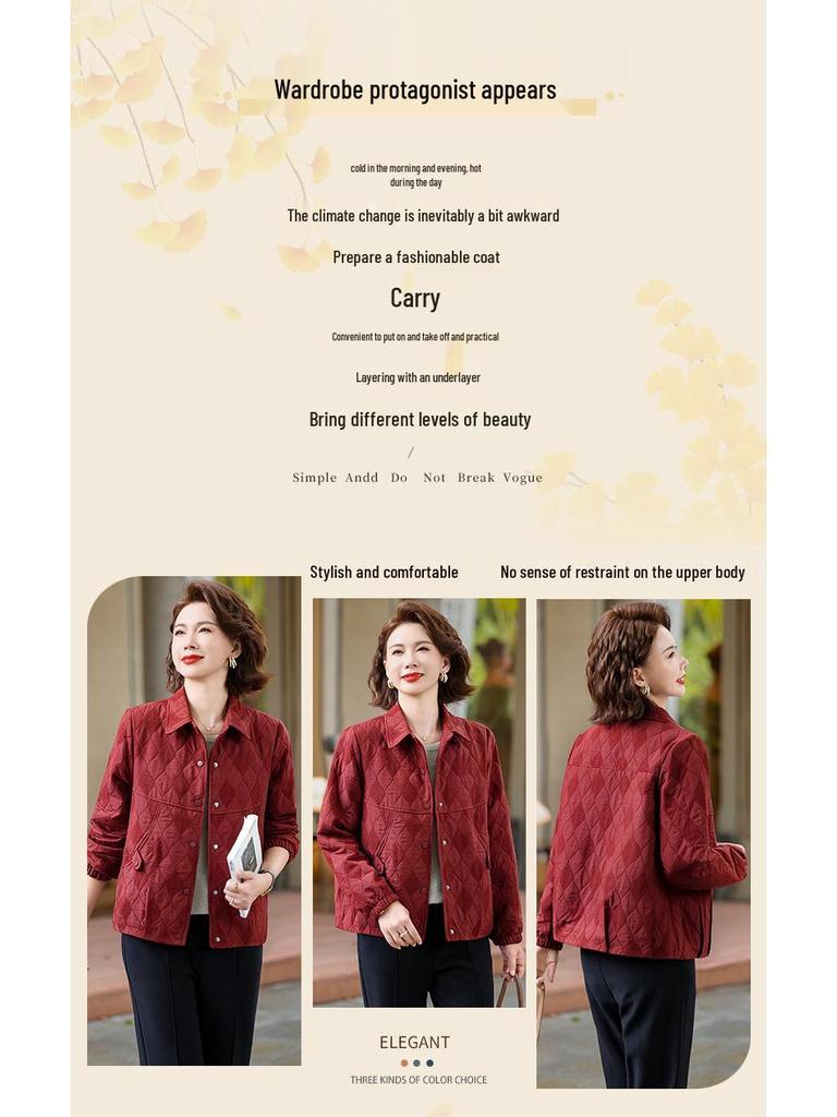 New Autumn/Winter Plus Size Lapel Jacket for Middle-Aged & Elderly Women - Casual Fashion