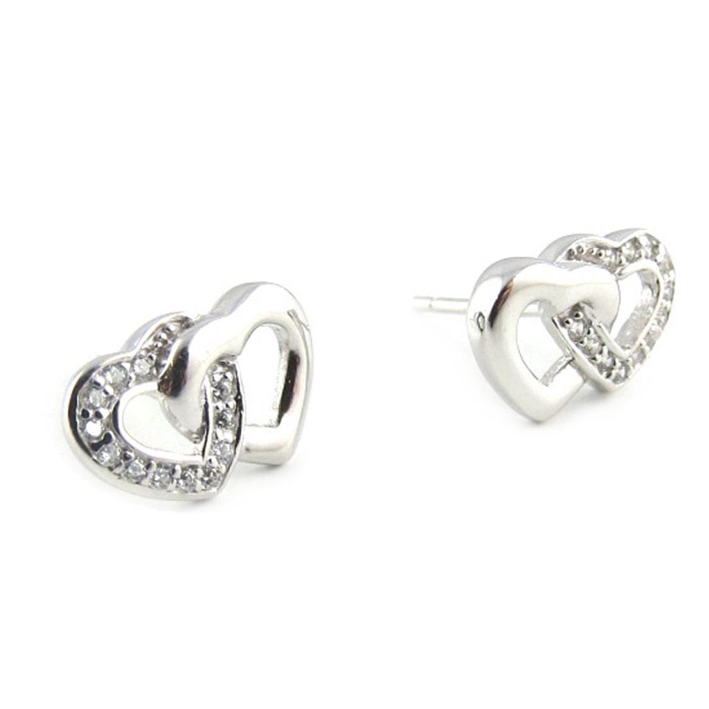 Les Trésors De Lily [L1821] - Boucles Argent 'Love' Blanc argenté (rhodié) - 12x8 mm