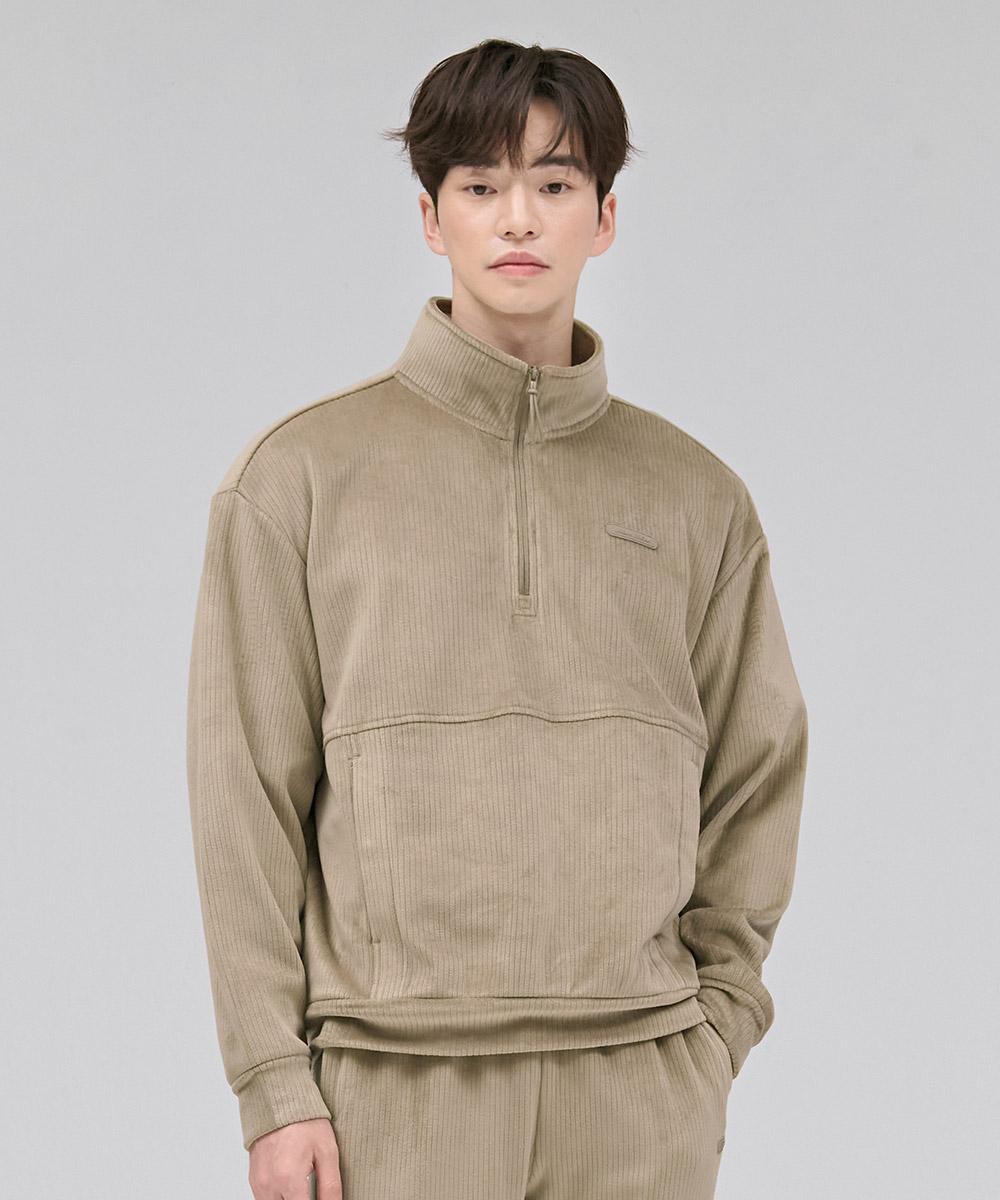 Chase Cult Men S Fleece-Lined Half-Zip T-Shirt - Beige Beige/105