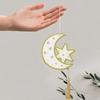 5Pcs Hollow Wooden Hanging Signs Creative Eid Moon Ornament Eid Door Sign  Middle East Moon Festival