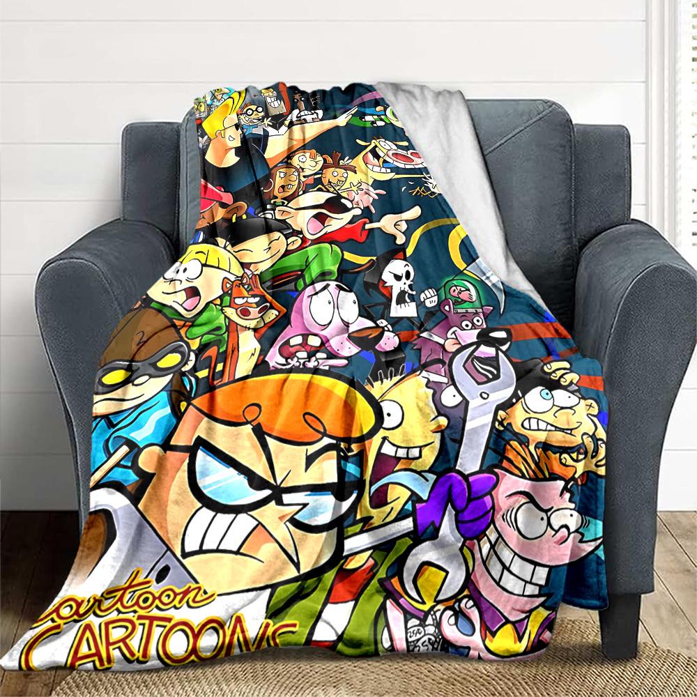 1pc Cartoon Characters Cozy Print Blanket Lightweight Warm Flannel Throw Blanket For Sofa, Bed, Living Room