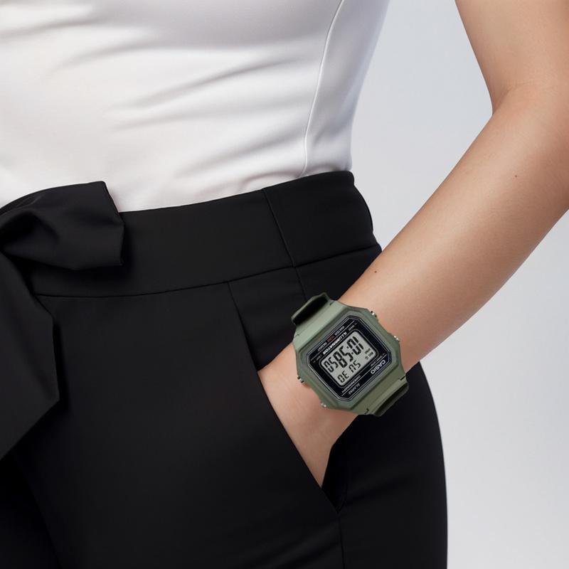CASIO 50m waterproof Quartz resin strap men and women same style gray dial W-217H-3AVDF