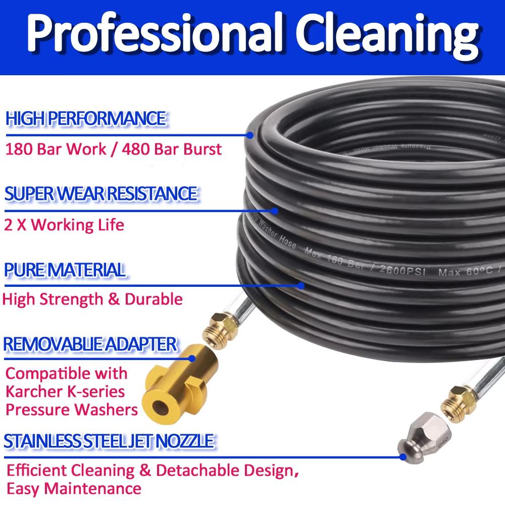 6~20 Metri 2600psi 180bar Furtun de Curățare cu Apă la Presiune Înaltă pentru Mașini de Curățat cu Presiune Karcher K2 K3 K4 K5 K6 K7, Curățător de Canalizare și Drenaj, Curățător de Conducte