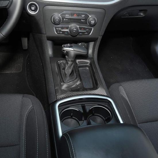 For Dodge Charger 16-21 Carbon Fibe Console Gear Shift Box Panel Trim Cover