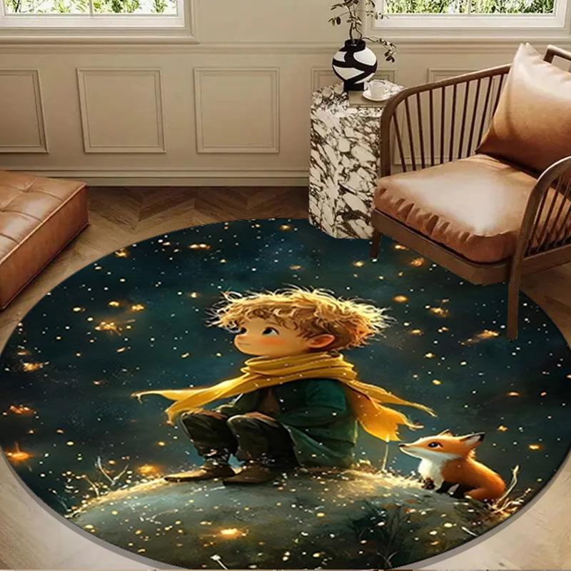 Prince's Nightly Embrace Round Rug for Livingroom,Bedroom, Palyroom, Chair Rug, Area rug, Circle Carpet, Large Size Fan Christmas gift