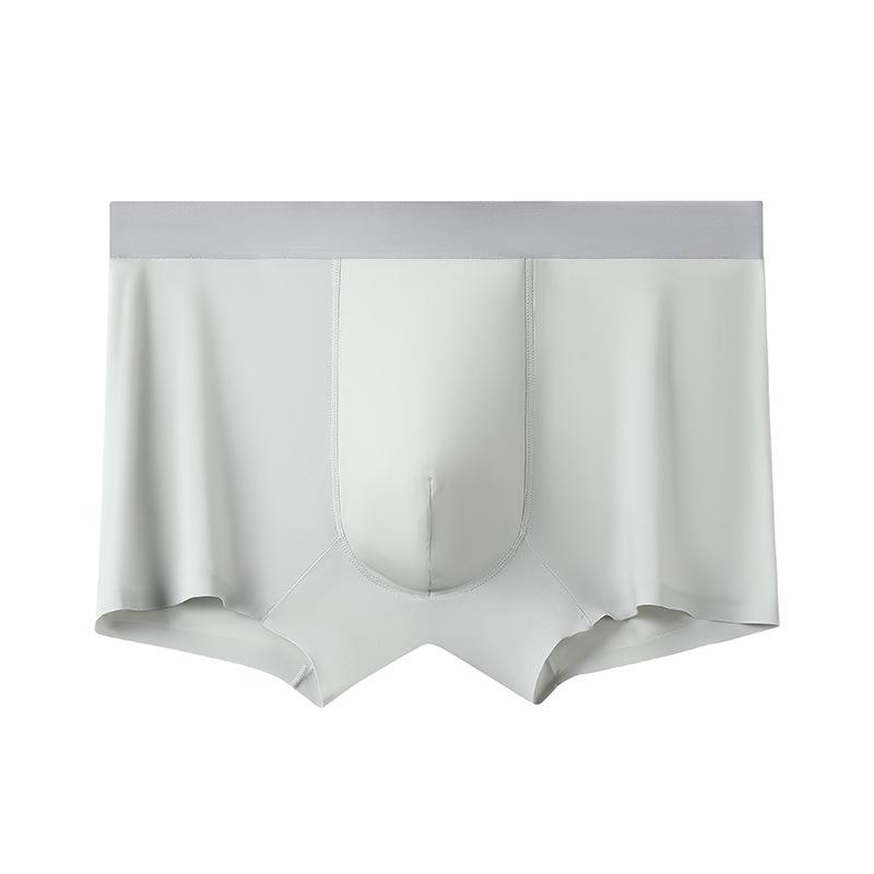 Plus Size Men's Summer Ultra Thin Oyster Vegetable Antibacterial Crotch Ice Silk Non Mark Quick Drying Mid Waist Flat Angle Briefs