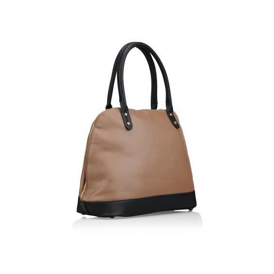 Sac bowling - Christian Lacroix - Eternity 12 - Imitation cuir texturé - Taupe/Noir - Femme