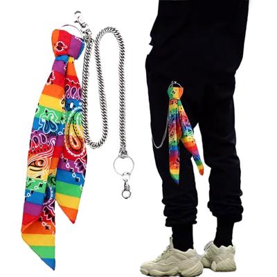 Stilingas vaivorykštės hiphopo medvilninis raktų pakabukas kelnių grandinėlė Šauni ir spalvinga medvilninė bandana kelnių grandinėlė džinsų roko punk raktų pakabukas