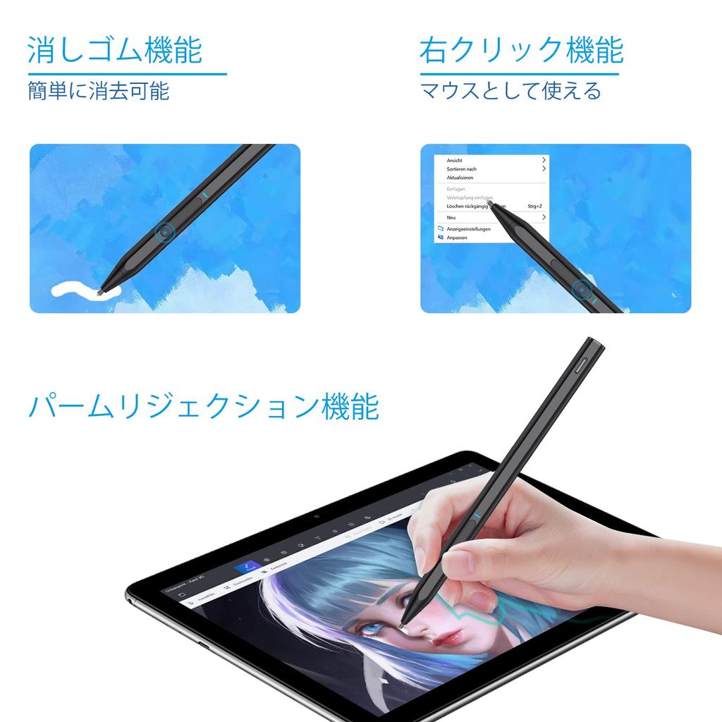 MILPROX Touch Pen for Surface, 4096 Levels of Pressure Sensitivity, Palm Rejection, Magnetic Attachment, Tilt Detection, Right Click, Eraser, Auto-Off