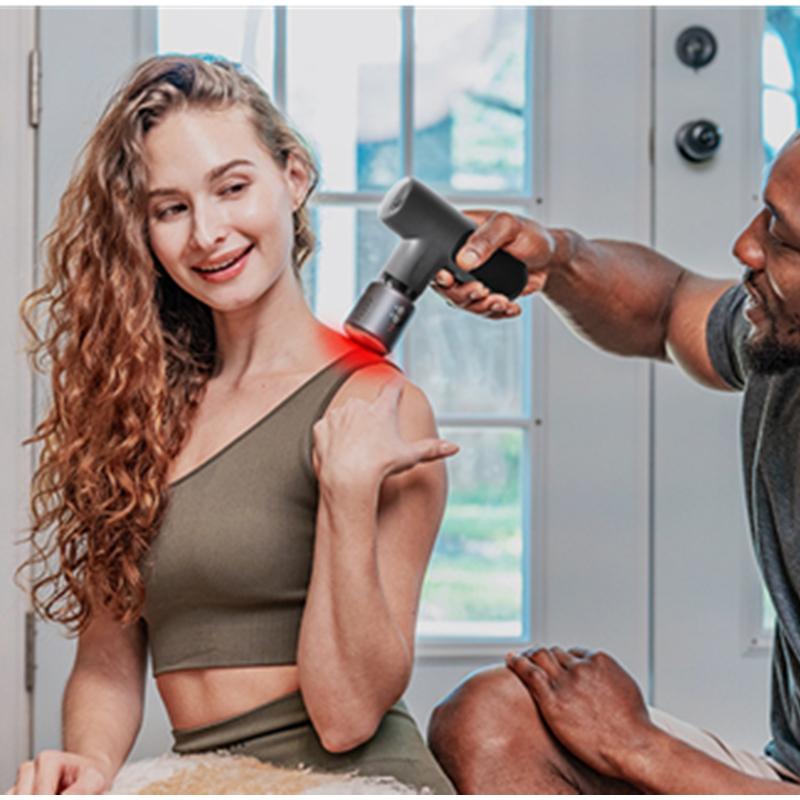Portable Rechargeable Handheld Percussion Muscle Massager, Fascia Gun Massage Gun Head with Heat and Cool