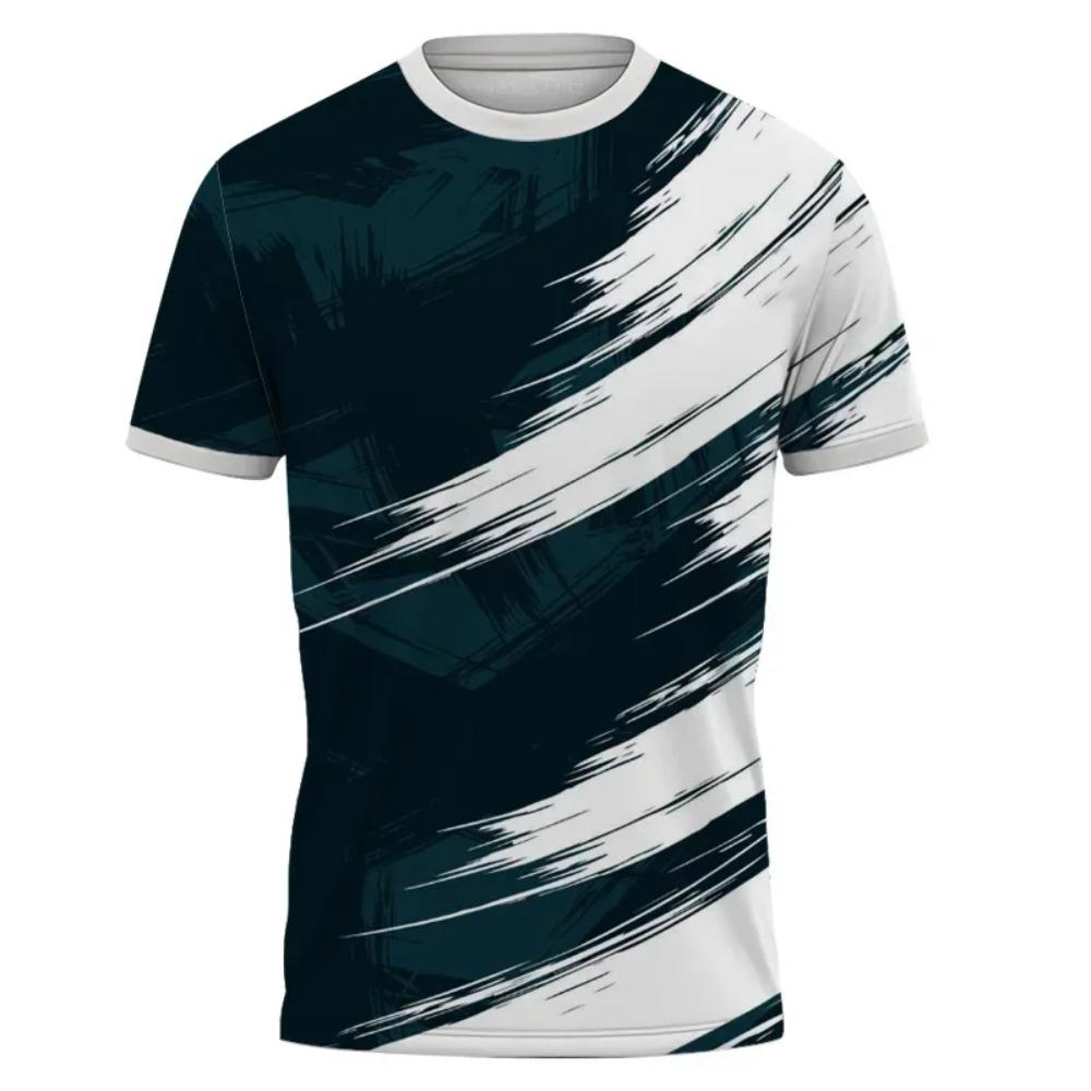 3D Printed Color Blocked Stripes T-Shirts Summer Short Sleeves O-Neck Tops Colorful Pattern Sports Casual Men's T-shirts
