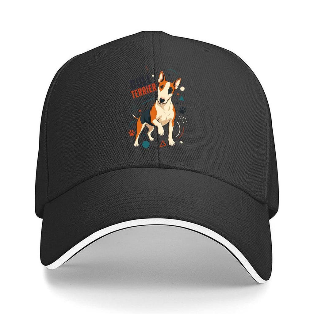 Playful Bull Terrier Pop Art Portrai Hip Hop hat Fashion Outdoor Sports Sandwich Baseball Cap