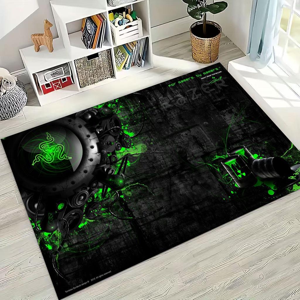 Fashion Razer Logo Moto Art Rug for Bedroom Living Room Sofa Home Doormat Decor, Large Kid Non-slip Floor Mat