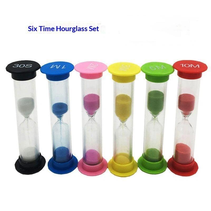 6 Pack Colorful Sand Timer Set Multiple Durations Perfect For Classroom Kids Brushing Teeth Cooking Games