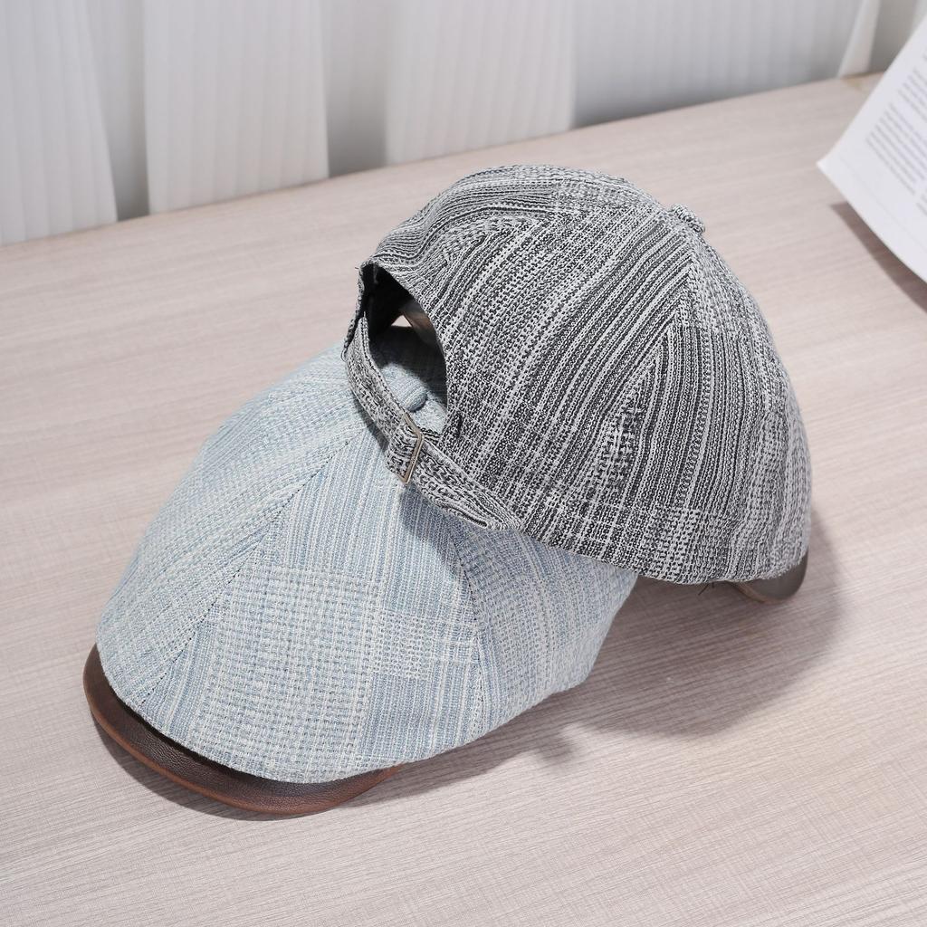 Vintage jacquard denim forward hat girl show face small spring and summer painter hat street duck bill newsboy hat