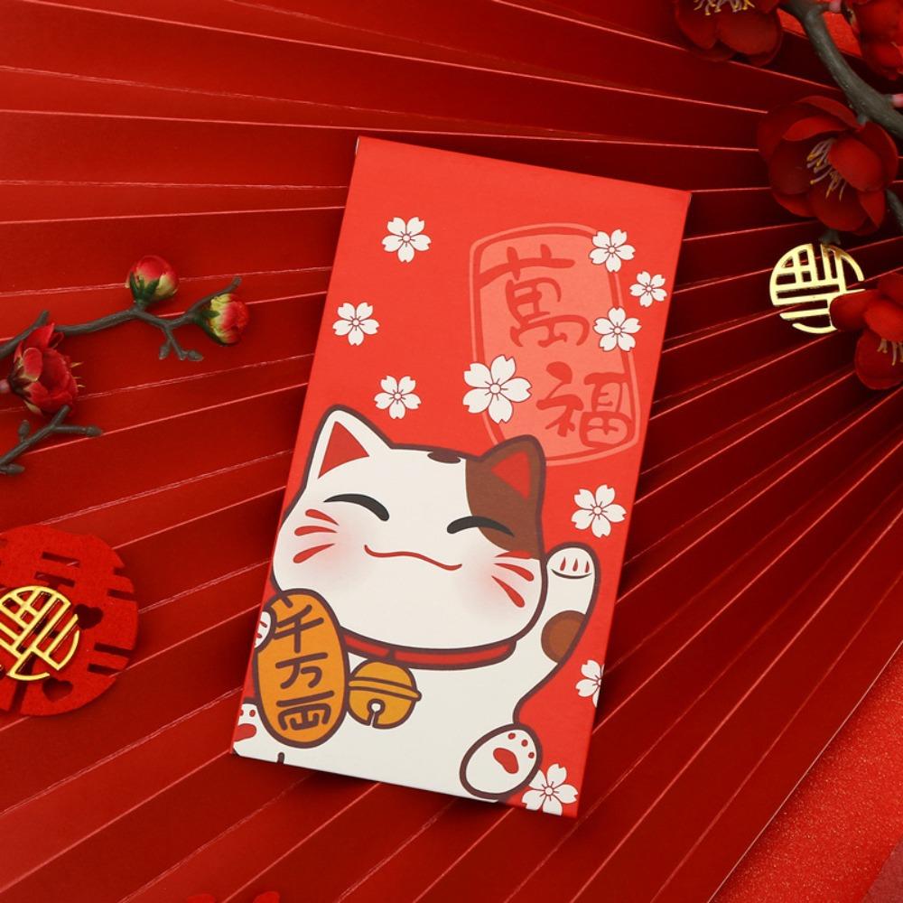Rectangular Lucky Money Bag Antiquity HongBao New Year Decoration Lucky Cat Red Envelope  Kids