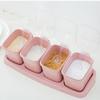 4-grid Pink Multi-layer Seasoning Jar Sugar Pepper Salt Jar Spice Container Kitchen Tools