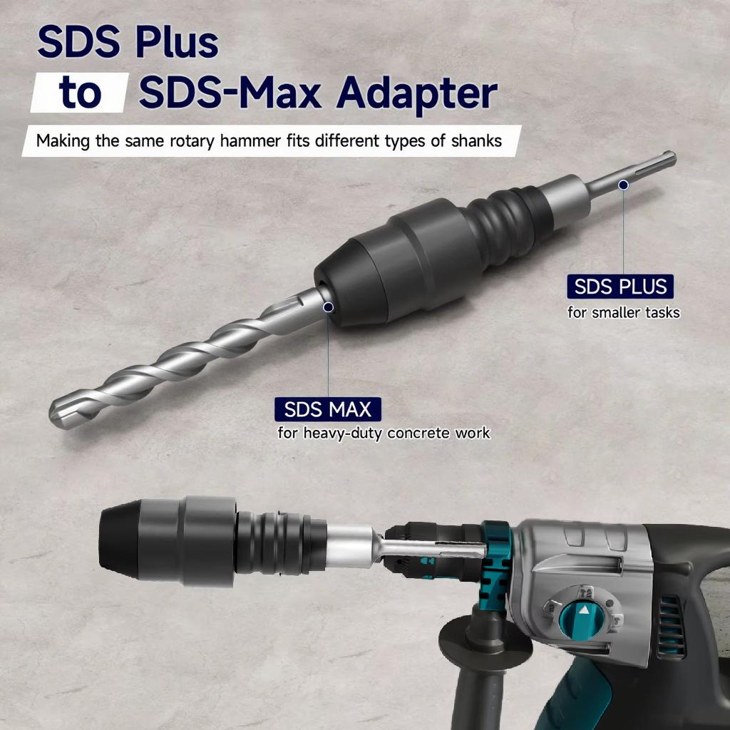 1Pc SDS Plus To SDS Max Converter Drill Adapter Rotary Hammer Adapter Tool Connector Portable Impact Bit Connector Tool