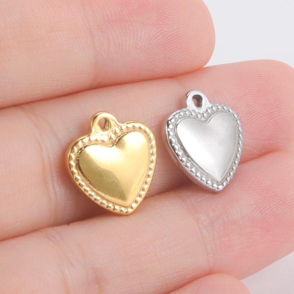 Teamer 5pcs/lot Love Heart Pendant Charms for Jewelry Making Stainless Steel Charms DIY Necklace Bracelet Accessories Supplies
