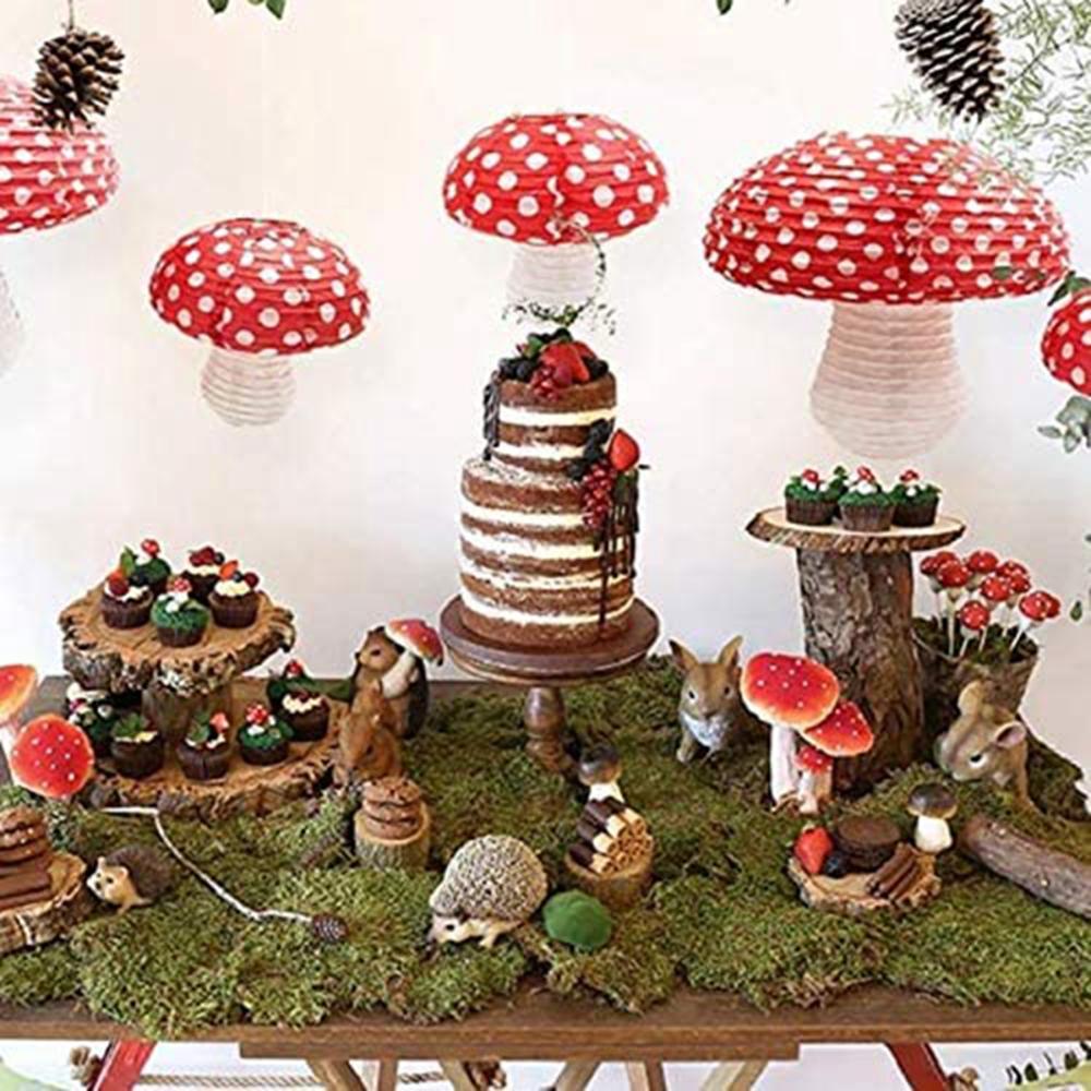 Birthday Party 3D Jungle Forest Backdrop Paper Lanterns Mushroom Hanging Decorations Party Supplies