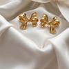 Hot-selling French gold bow stud earrings women's small fresh tied sweet earrings personalized ear jewelry stud earrings