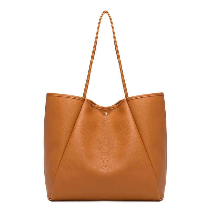 

Fashion Tote Bag Retro Minimalist Design Solid Color Casual Handbag Large Capacity Versatile Women S Shoulder Bag светло-коричневого