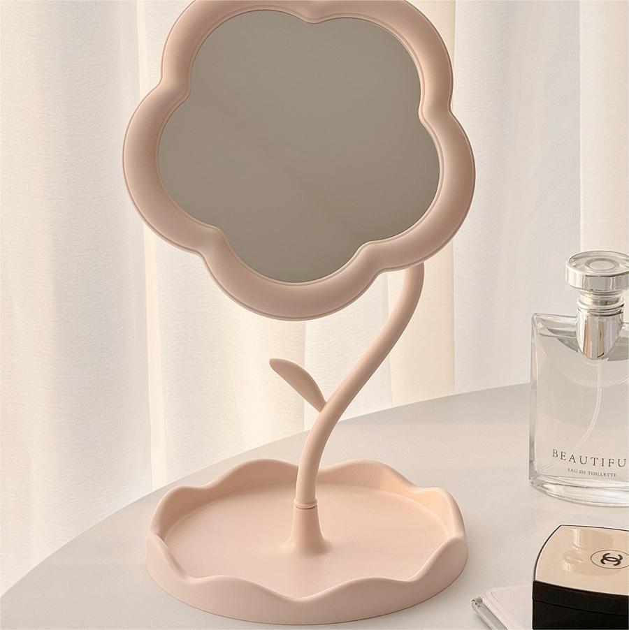 Desktop Portable Flower Mirror: Creative High-Value Makeup Mirror for Dorm, Bedroom, or Dressing Table