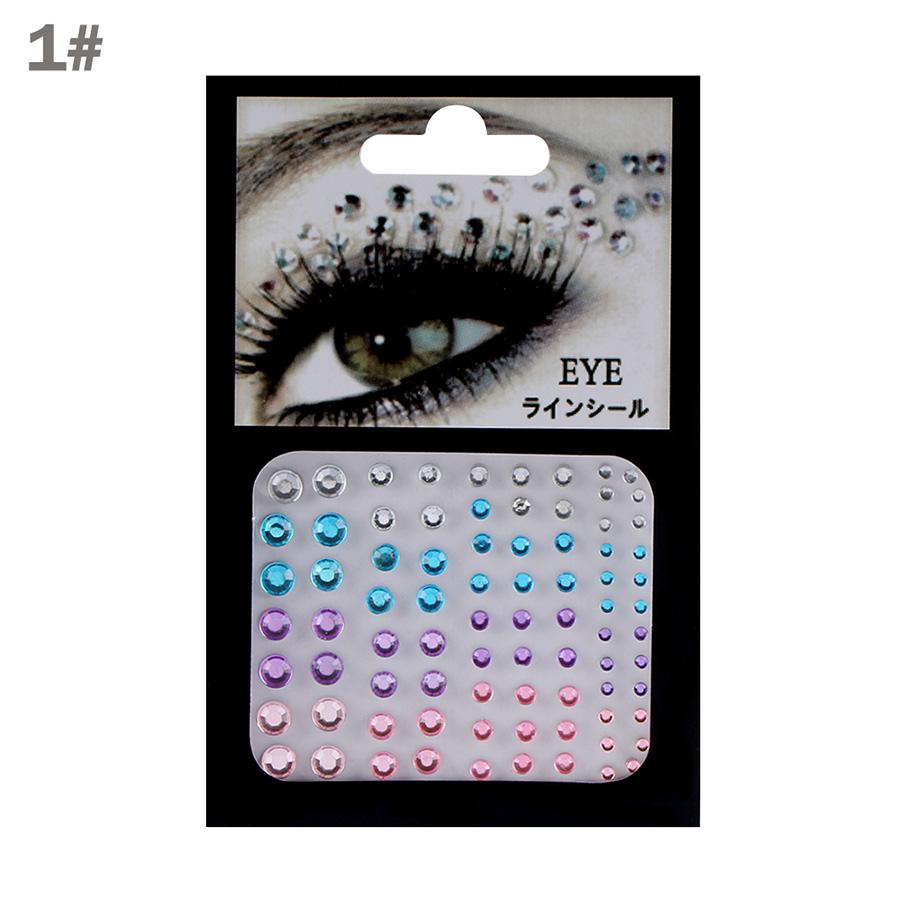 Fashion Colorful 3D Crystal Temporary Tattoo Face Gems Jewels Rhinestone Glitter Adhesive Stickers Festival Body Facial Decor