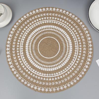 Round Jute Placemats Handwoven Rustic Table Mats Heat-Resistant Water Cup Coaster for Dining Table Reusable Kitchen Decor