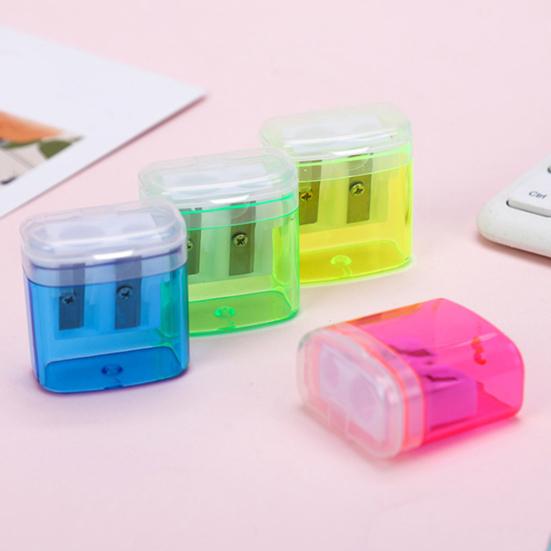 12Pcs Dual Hole Pencil Sharpener with Lid Compact Manual Sharpener for Standard And Jumbo Pencils Travel-friendly Pencil Sharpener for Kids Adults